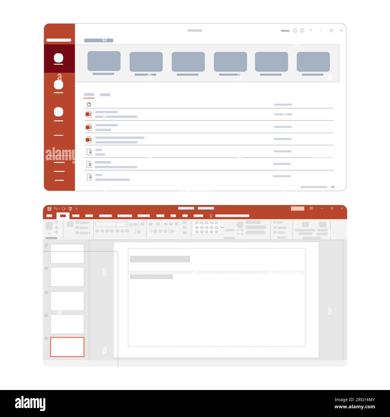 ecran de l'interface utilisateur de l'appareil numérique en ligne de la technologie d'application de présentation des diapositives Illustration de Vecteur