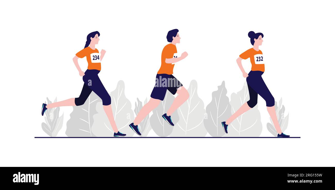 homme et femme course athlète marathon entraînement fitness jogging sprint  endurance compétition physique dans le feuillage de la nature extérieure  Image Vectorielle Stock - Alamy