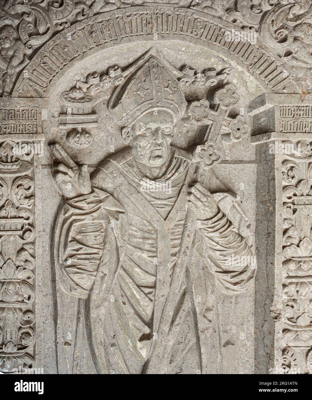 La pierre tombale de l'archevêque Absalon dans l'église abbatiale de Sorø, Danemark, 29 juillet 2023 Banque D'Images