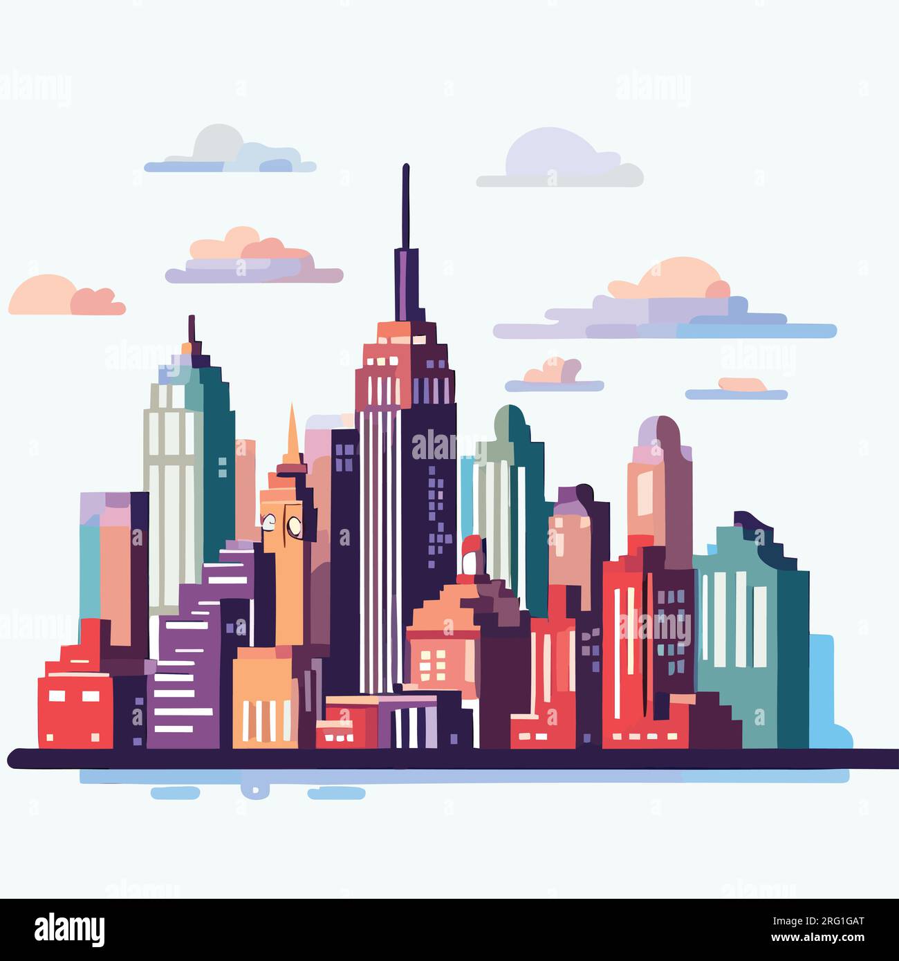Illustration plate moderne de fond d'horizon de la ville de New York Illustration de Vecteur