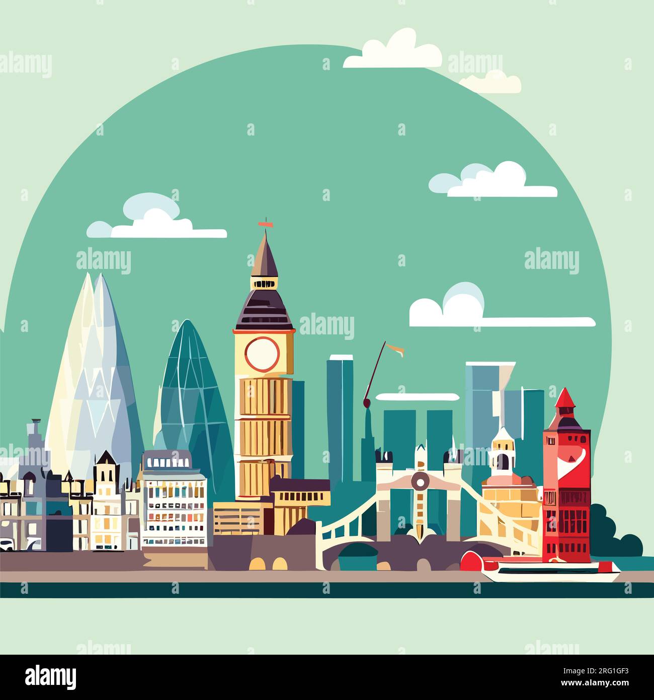 Illustration plate moderne de fond d'horizon de la ville de Londres Illustration de Vecteur