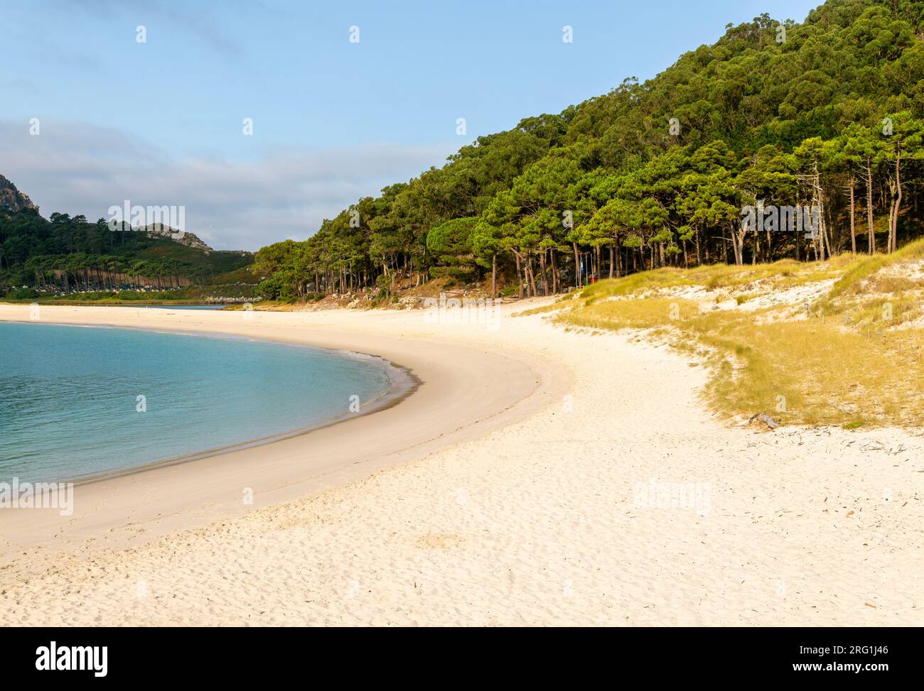 Playa de Rodas plage de sable, Îles Cies, Îles Atlantiques Galice Maritime Terrestrial National Park, Espagne Banque D'Images