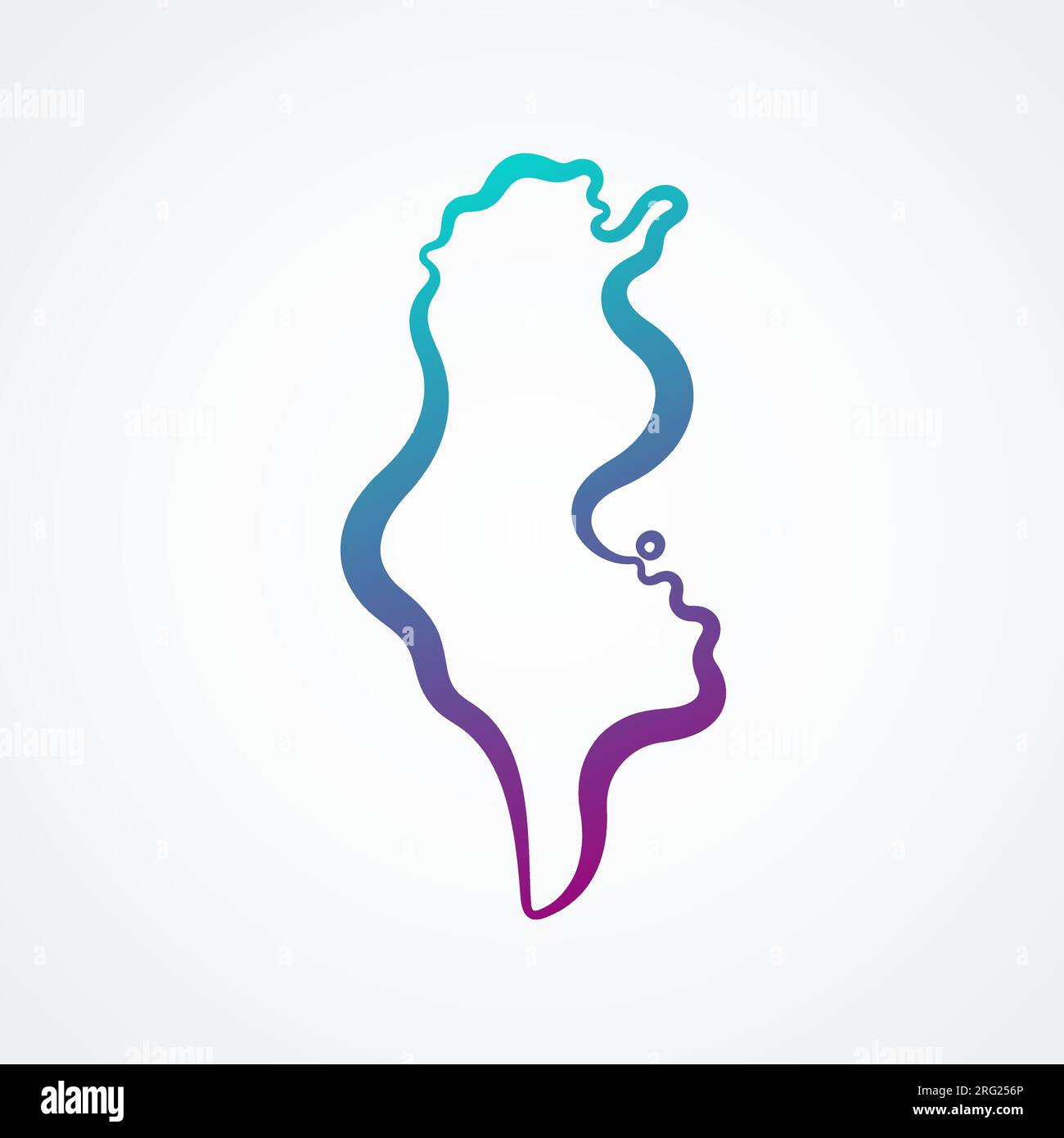 Plan de la Tunisie avec dégradé bleu-violet. Illustration de Vecteur