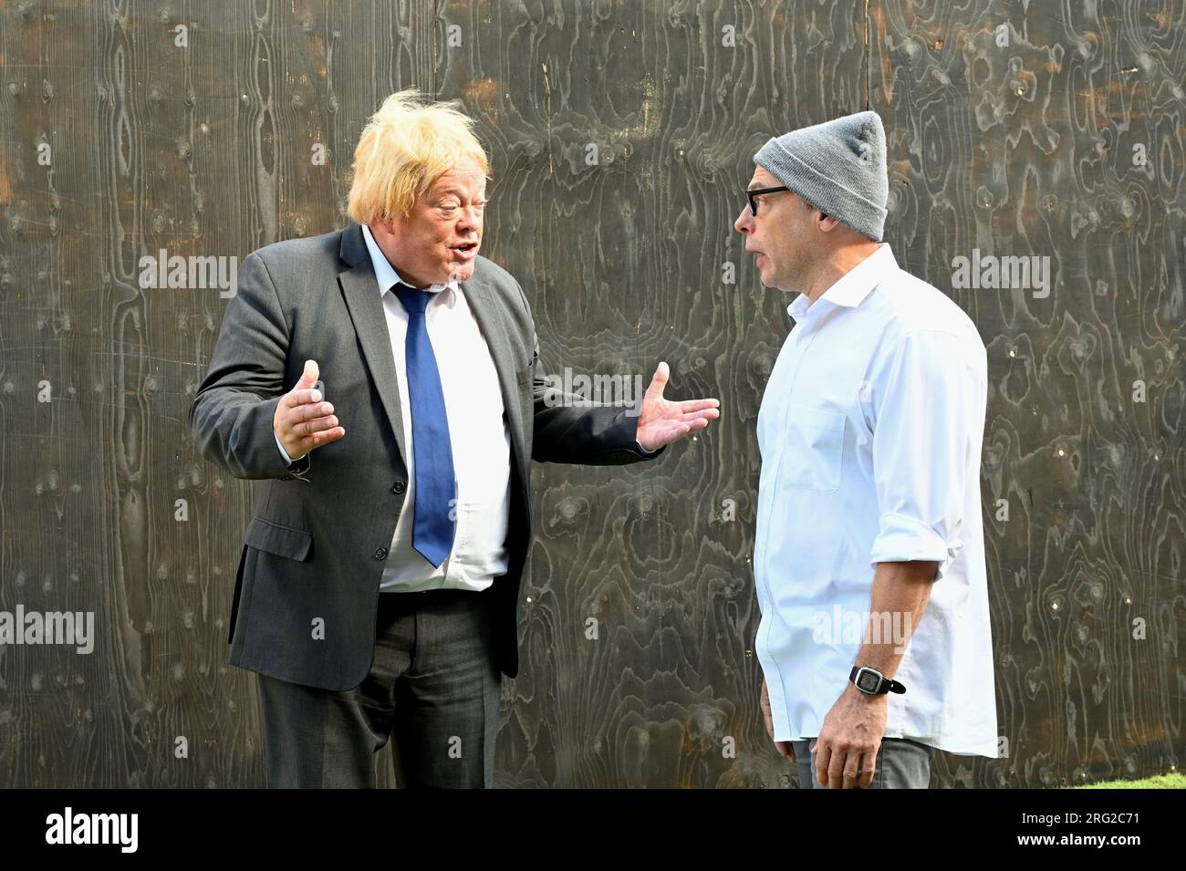 Édimbourg, Écosse, Royaume-Uni. 7 août 2023. Edinburgh Fringe : DOM the Play. Comédie politique et pantomime avec Boris Johnson et Dominic Cummings joués par Tim Hudson et Chris porter. Crédit : Craig Brown/Alamy Live News Banque D'Images