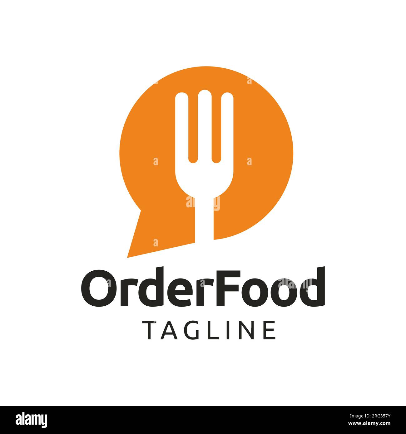 Technologie Food logo design message bulle silhouette message signifiant Fork symbole illustration vectorielle. Illustration de Vecteur