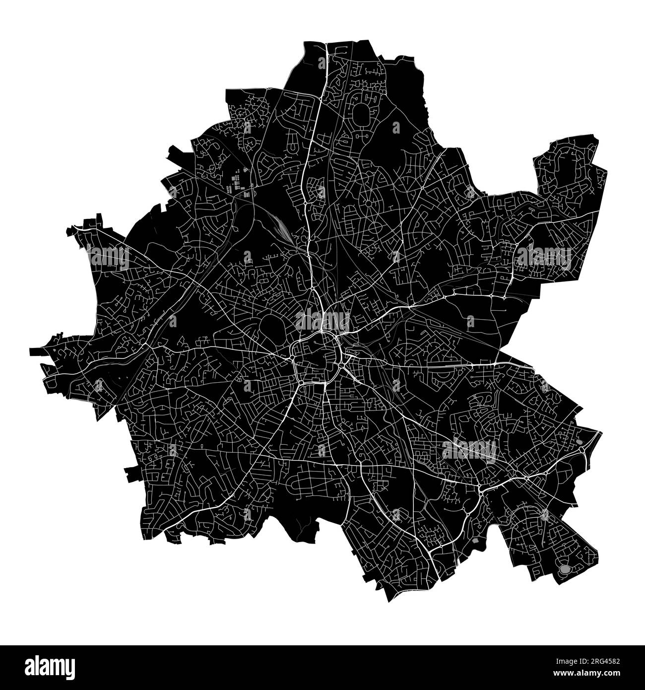 Carte de la ville de Black Wolverhampton, zone administrative détaillée Illustration de Vecteur