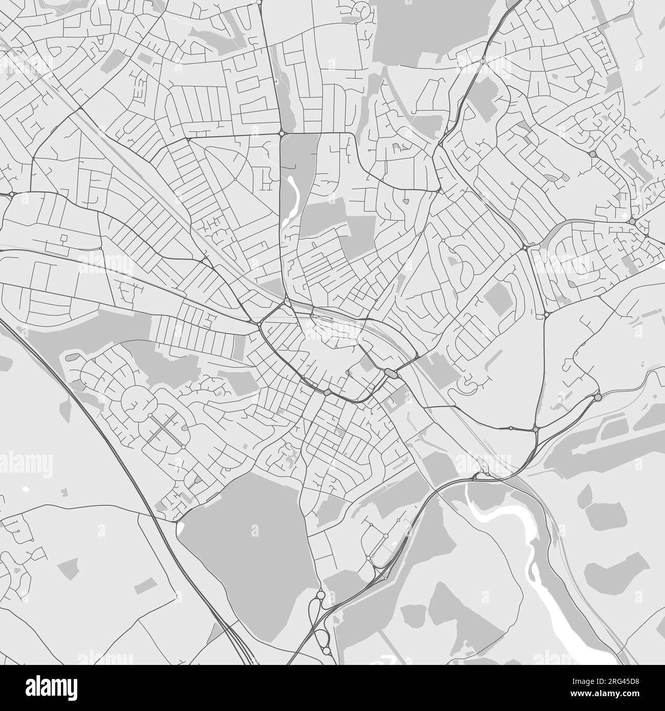 Carte en noir et blanc de Luton, Angleterre Illustration de Vecteur