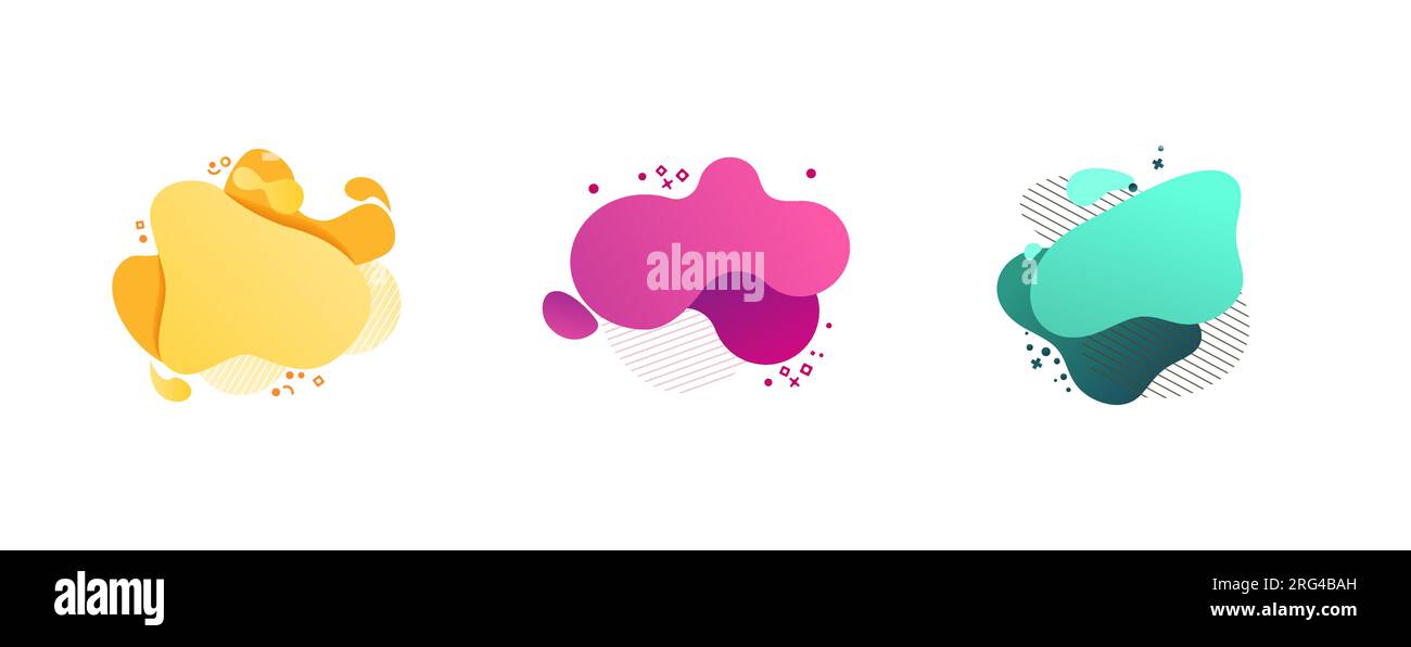 Ensemble de blobs colorés abstraits. Jaune, cyan, rose Illustration de Vecteur