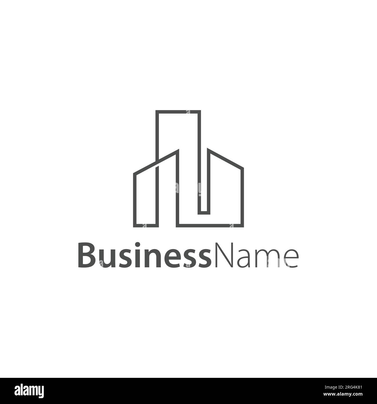 Image vectorielle de silhouette de dessin de ligne de paysage urbain de construction. Construction de maison abstraite au trait art minimaliste design de modèle d'icône de logo vectoriel. Illustration de Vecteur