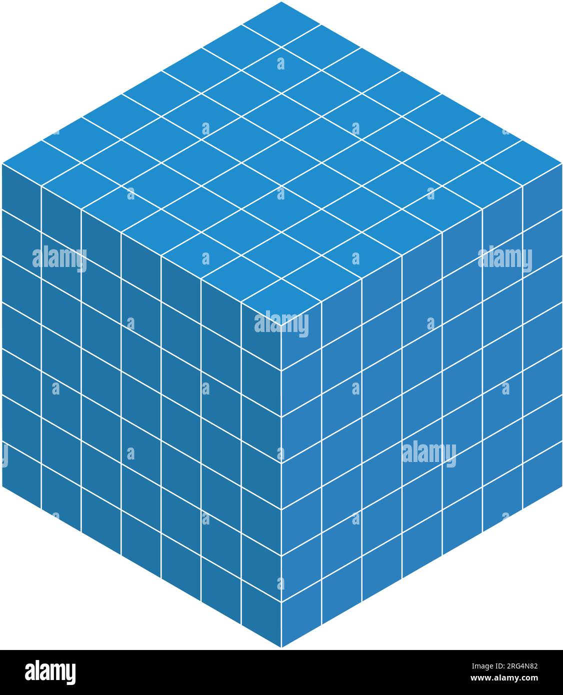 Cubes isométriques 3D pour chaque forme en utilisant les lignes pointillées sur une grille de points. Le dessin au trait est sur une feuille de mathématiques de l'école avec un fond blanc. Illustration de Vecteur