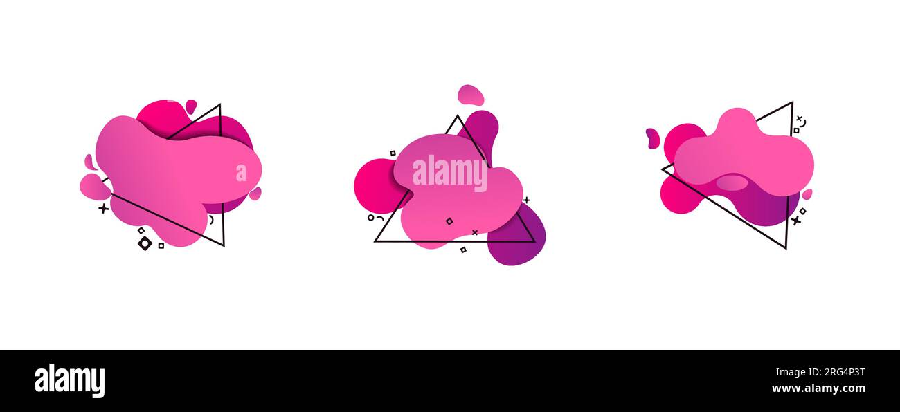 Jeu de formes de flux abstrait. Blobs violets, roses et violets Illustration de Vecteur