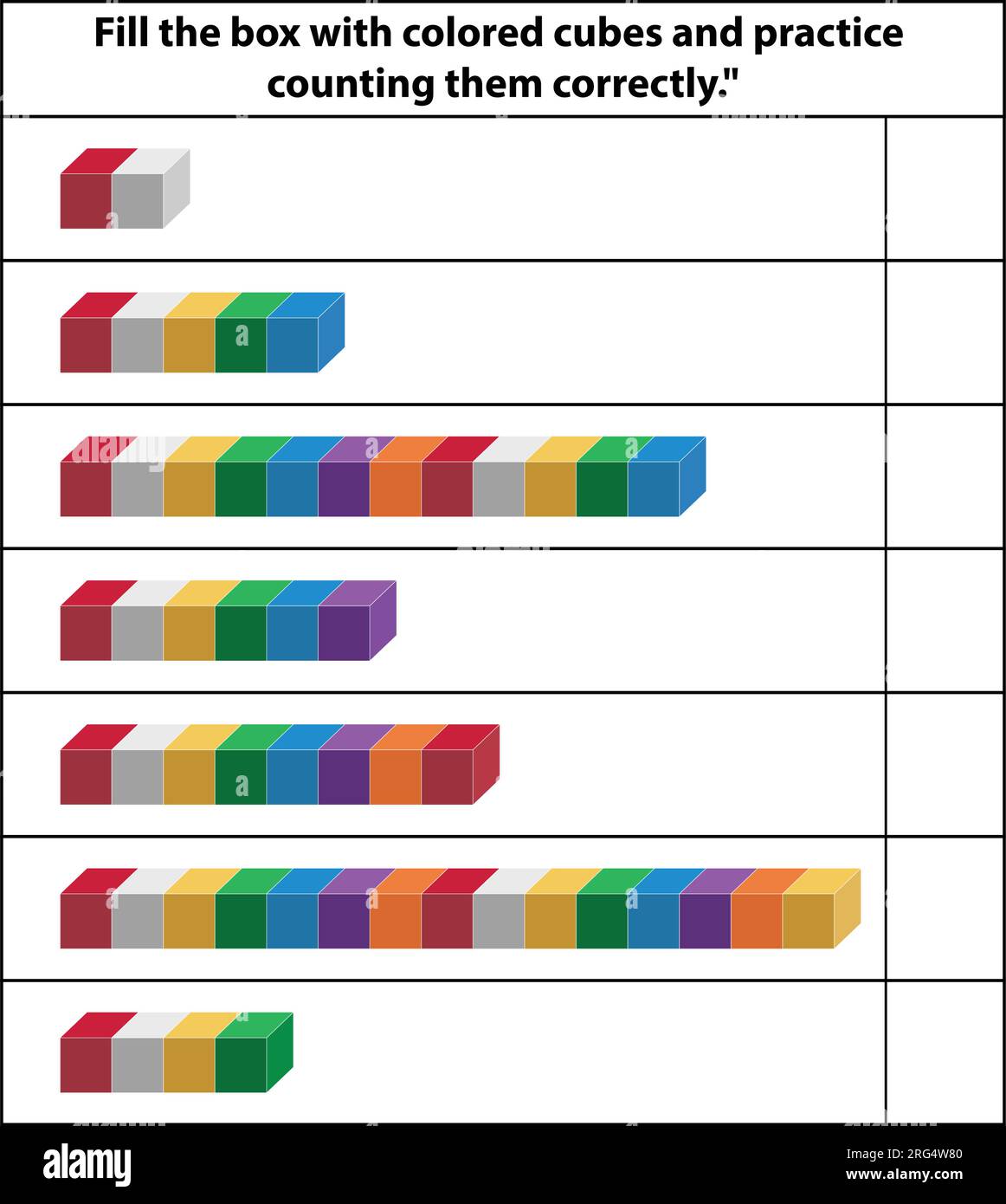 Exercice de comptage de cube de couleur avec des formes 3D. Illustration vectorielle de contour. mathématiques d'une figure géométrique. Illustration de Vecteur