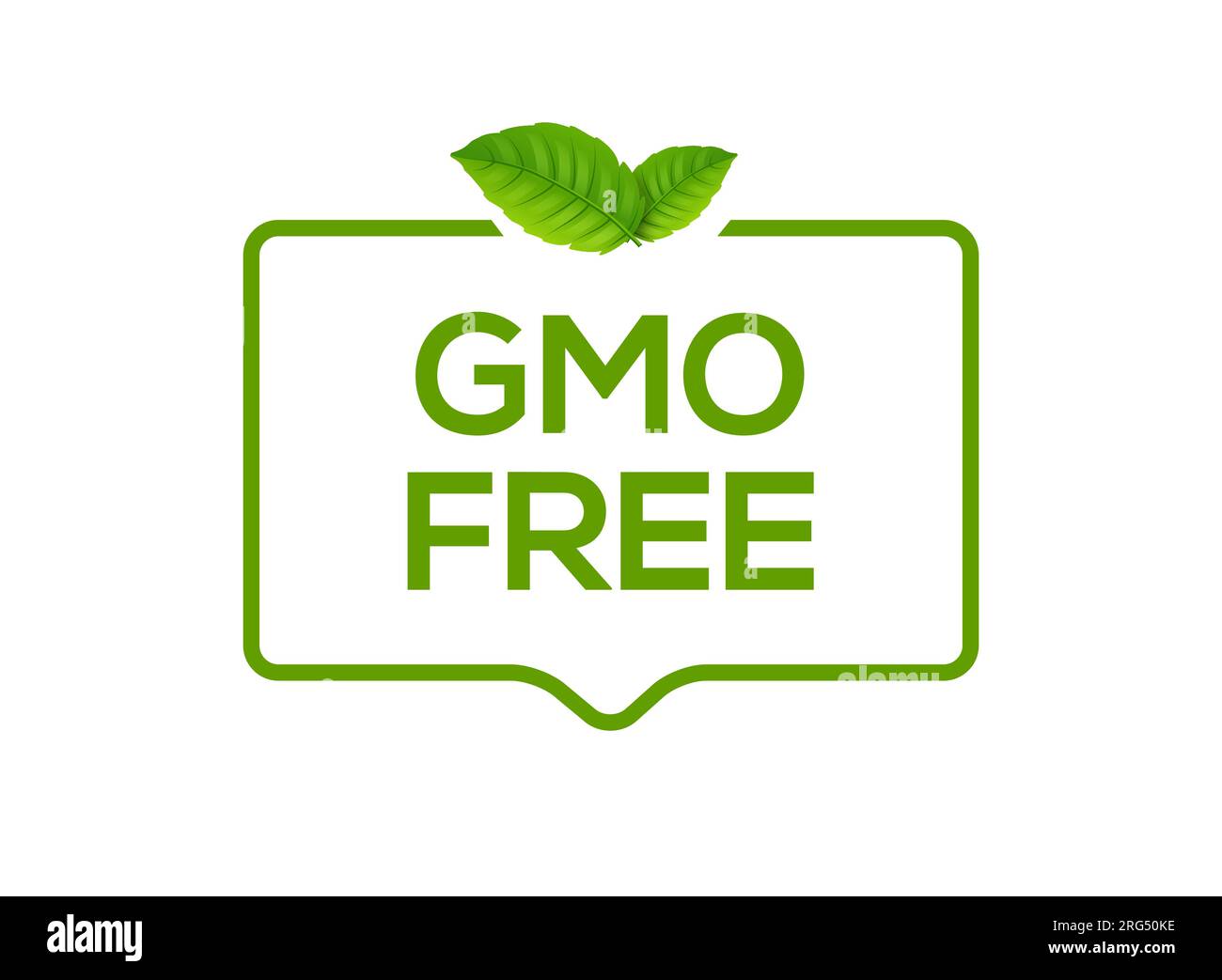 Logo d'icône gratuit GMO. Symbole d'étiquette alimentaire non ogm. Motif de timbre vert biologique aliments sains avec étiquette de feuille Illustration de Vecteur