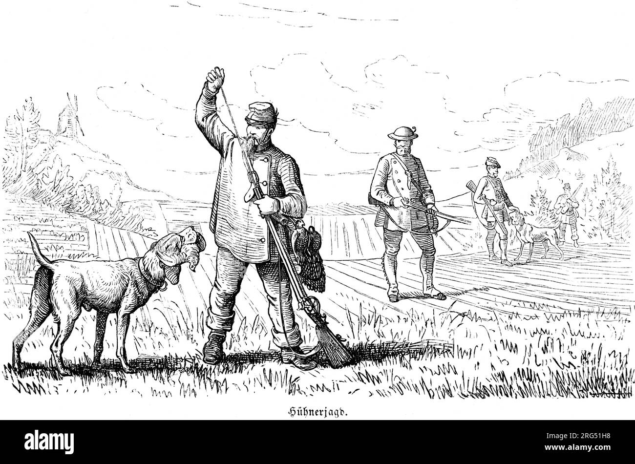 Perdrix de chasse, Jagd auf Rebhühner, animaux sauvages et scènes de chasse,, Illustration historique about1860 Banque D'Images