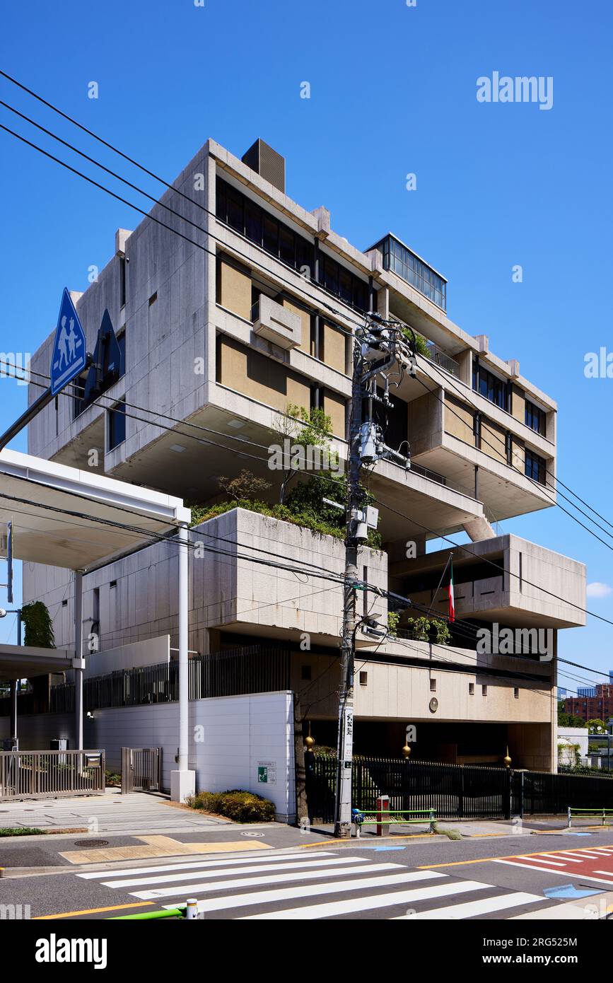 Ambassade du Koweït à Tokyo, conçue par Tange Kenzo (1970); Minato, Tokyo, Japon Banque D'Images