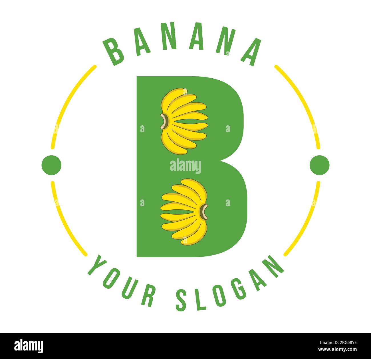 Logo Banana B, logo banane à l'intérieur de la lettre B. Illustration de Vecteur