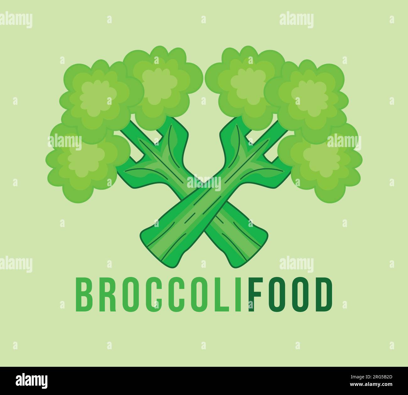 Logo de nourriture de brocoli, logo de fourchette de brocoli. nourriture végétale saine. Illustration de Vecteur