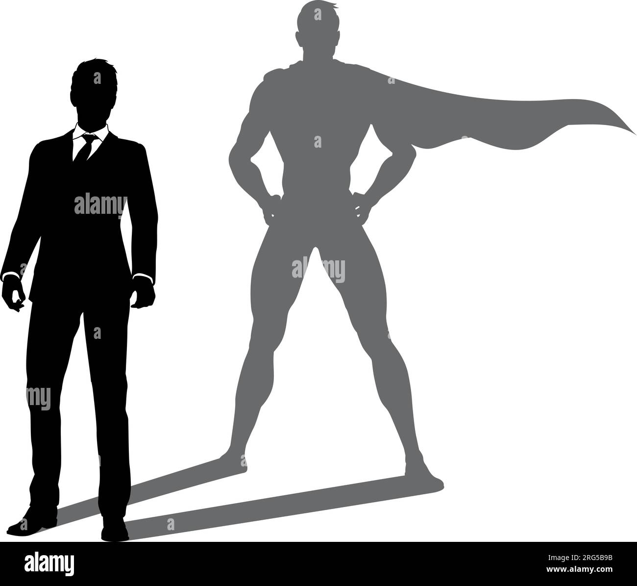 Super héros Business Man avec Super Hero Shadow Illustration de Vecteur