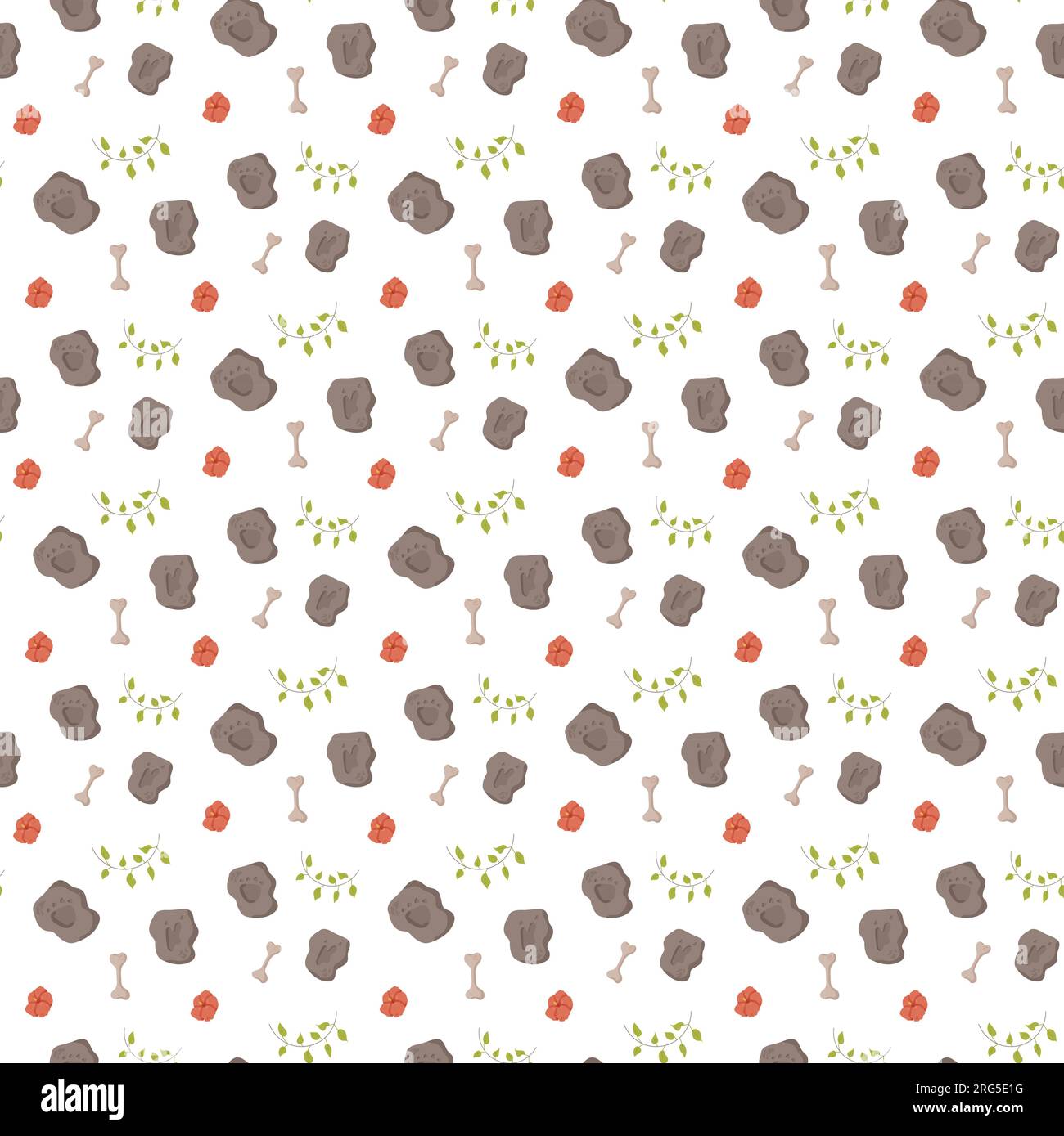 Traces d'empreinte de motif sans couture de dinosaure. Fond de couleur minimal avec patte, pierres, arc-en-ciel. Motif sans couture d'empreinte de dinosaure parfait pour Illustration de Vecteur