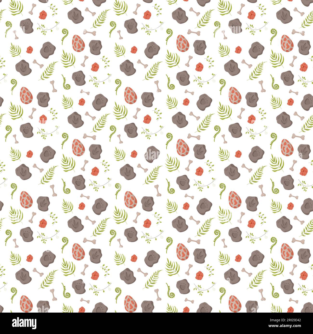 Traces d'empreinte de motif sans couture de dinosaure. Fond de couleur minimal avec patte, pierres, arc-en-ciel. Motif sans couture d'empreinte de dinosaure parfait pour Illustration de Vecteur