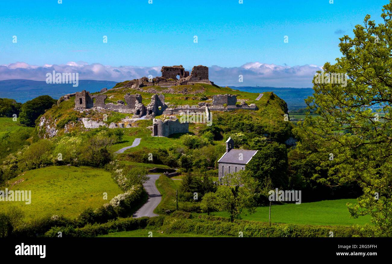 Rock of Dunamase, comté de Laois, Slieve Bloom Mountains, Irlande Banque D'Images