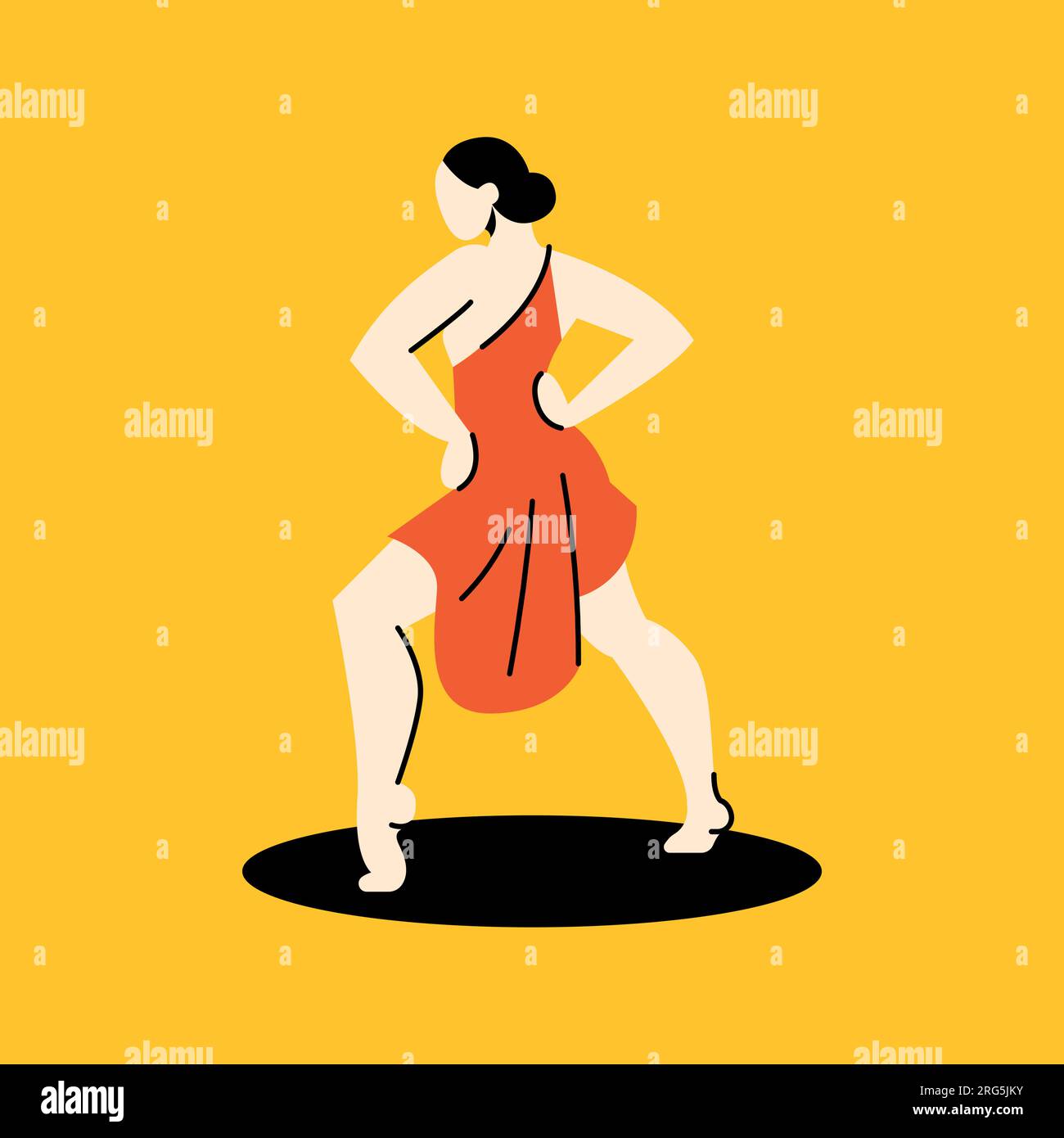 Femme dansant salsa concept de couleur. Danse latine. Illustration numérique pour page web, application mobile, promo. Illustration de Vecteur