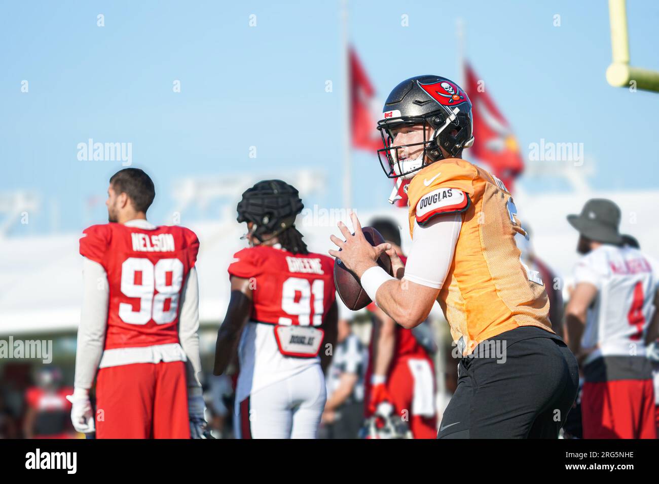 Tampa, Floride, États-Unis, 3 août 2023, Tampa Bay Buccaneers pendant un camp d'entraînement au Centre de formation de santé Advent . (Crédit photo : Marty Jean-Louis) Banque D'Images