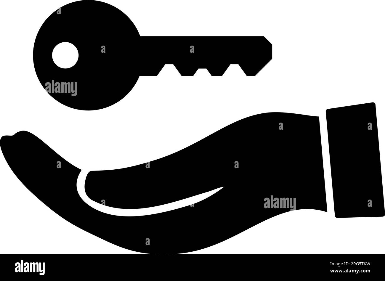 Clé simple avec symbole de main ouverte obtenir la clé pour verrouiller déverrouiller l'icône d'illustration de vecteur d'accès Illustration de Vecteur