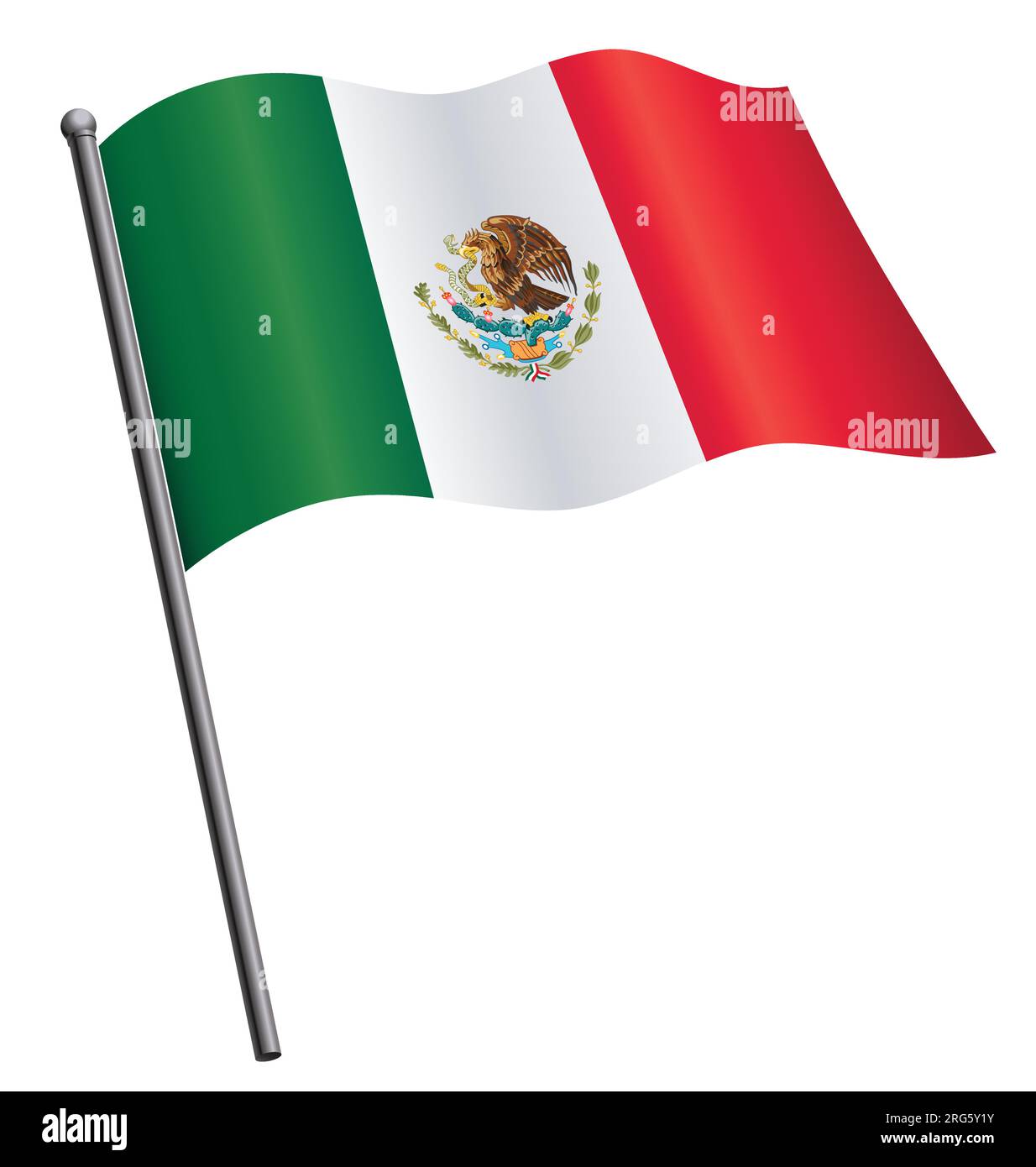 exact correct drapeau mexicain du mexique volant ondulant sur le vecteur de mât isolé sur fond blanc Illustration de Vecteur
