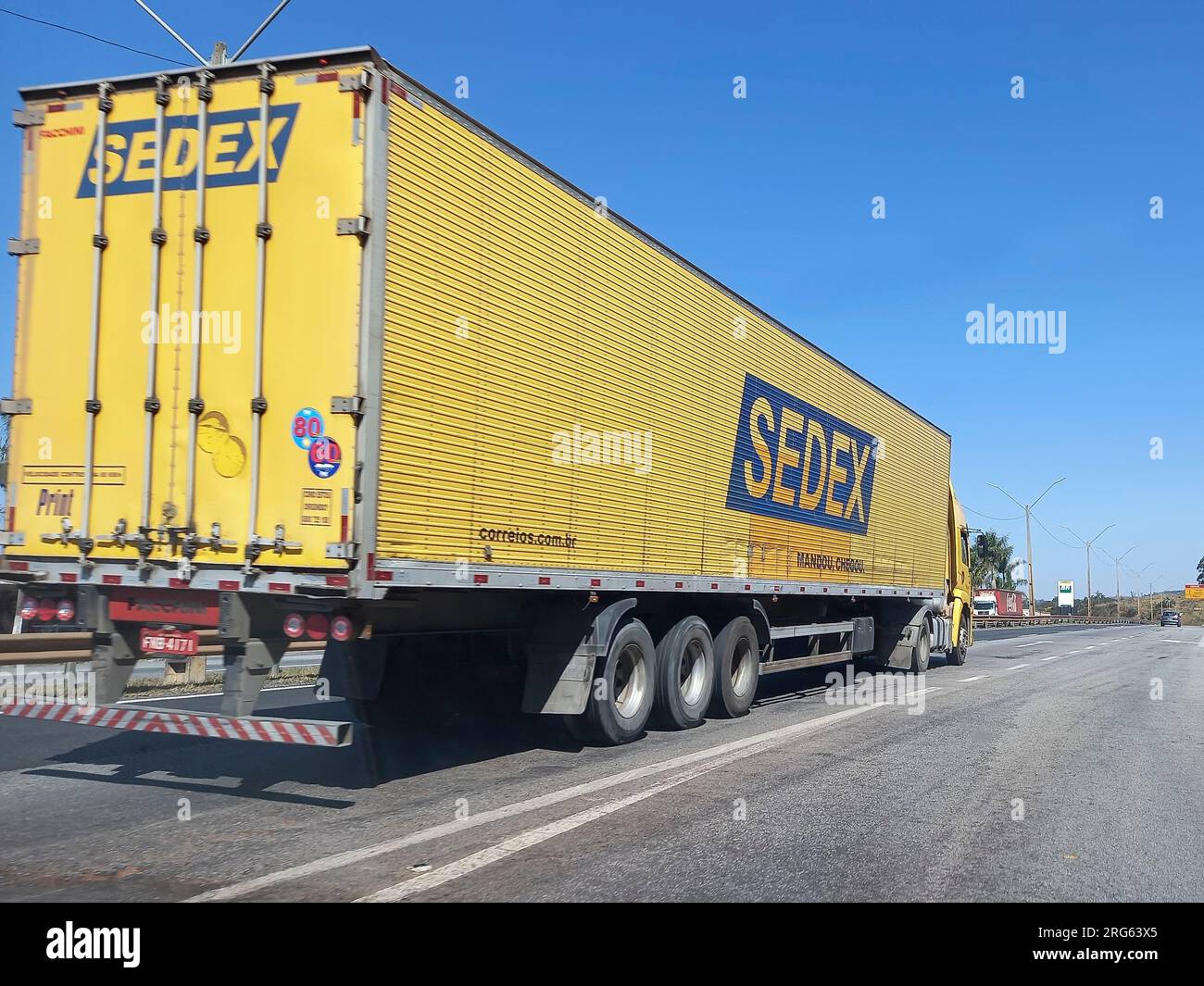 Camion postal du Brésil en transit - SEDEX Banque D'Images
