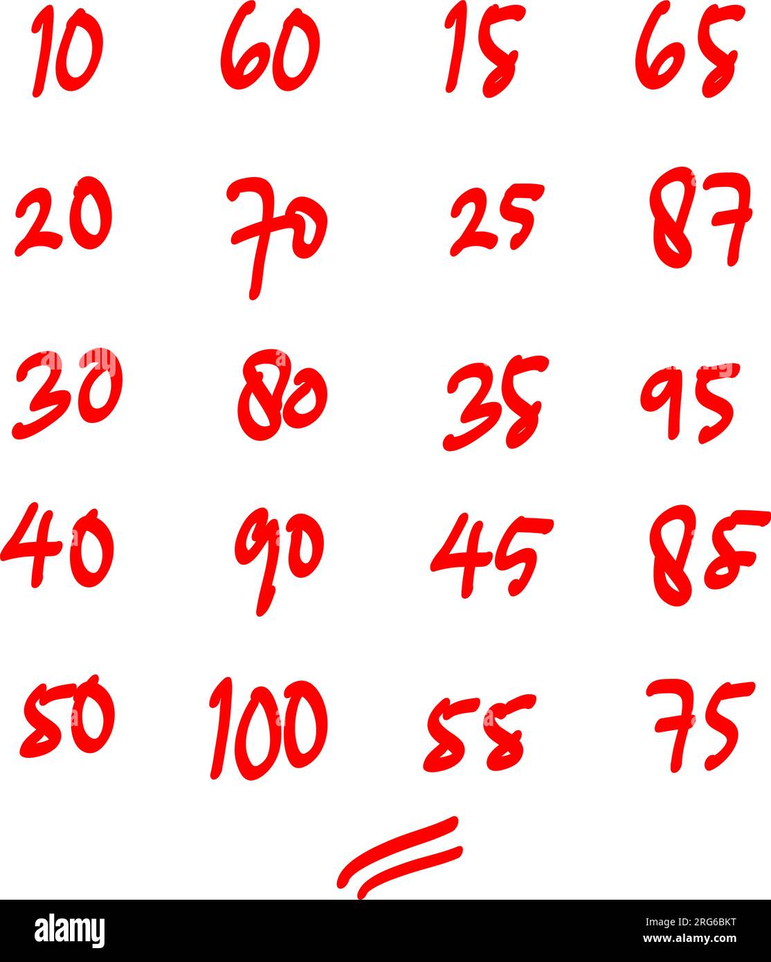 Scribble Circle font numéros dessinés à la main rouge vecteur isolé Illustration de Vecteur