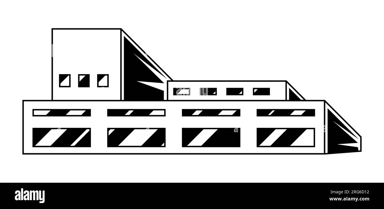 Illustration d'un bâtiment industriel. Vue manufacture urbaine des constructions. Illustration de Vecteur