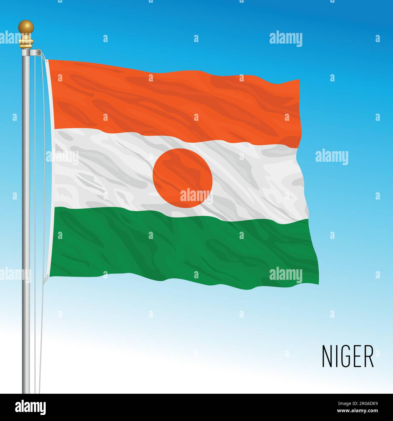 Drapeau officiel du Niger agitant, pays africain, illustration vectorielle Illustration de Vecteur