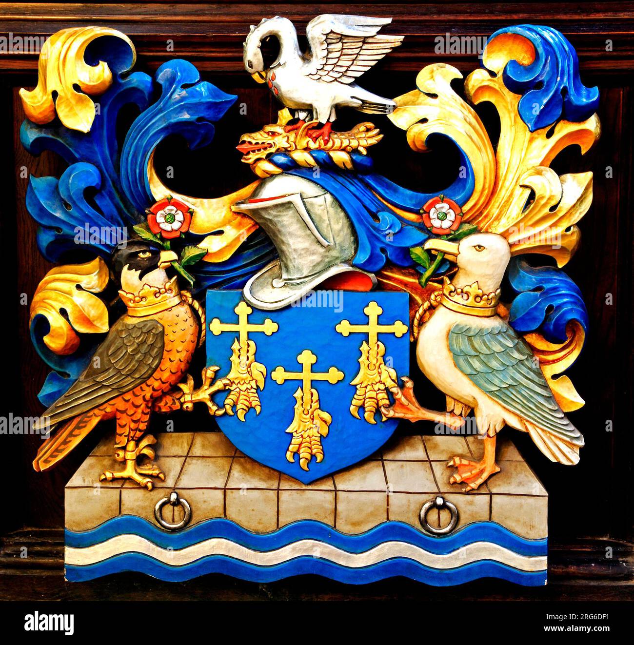 Kings Lynn, armoiries de ville, héraldique, Norfolk, Angleterre, ROYAUME-UNI Banque D'Images