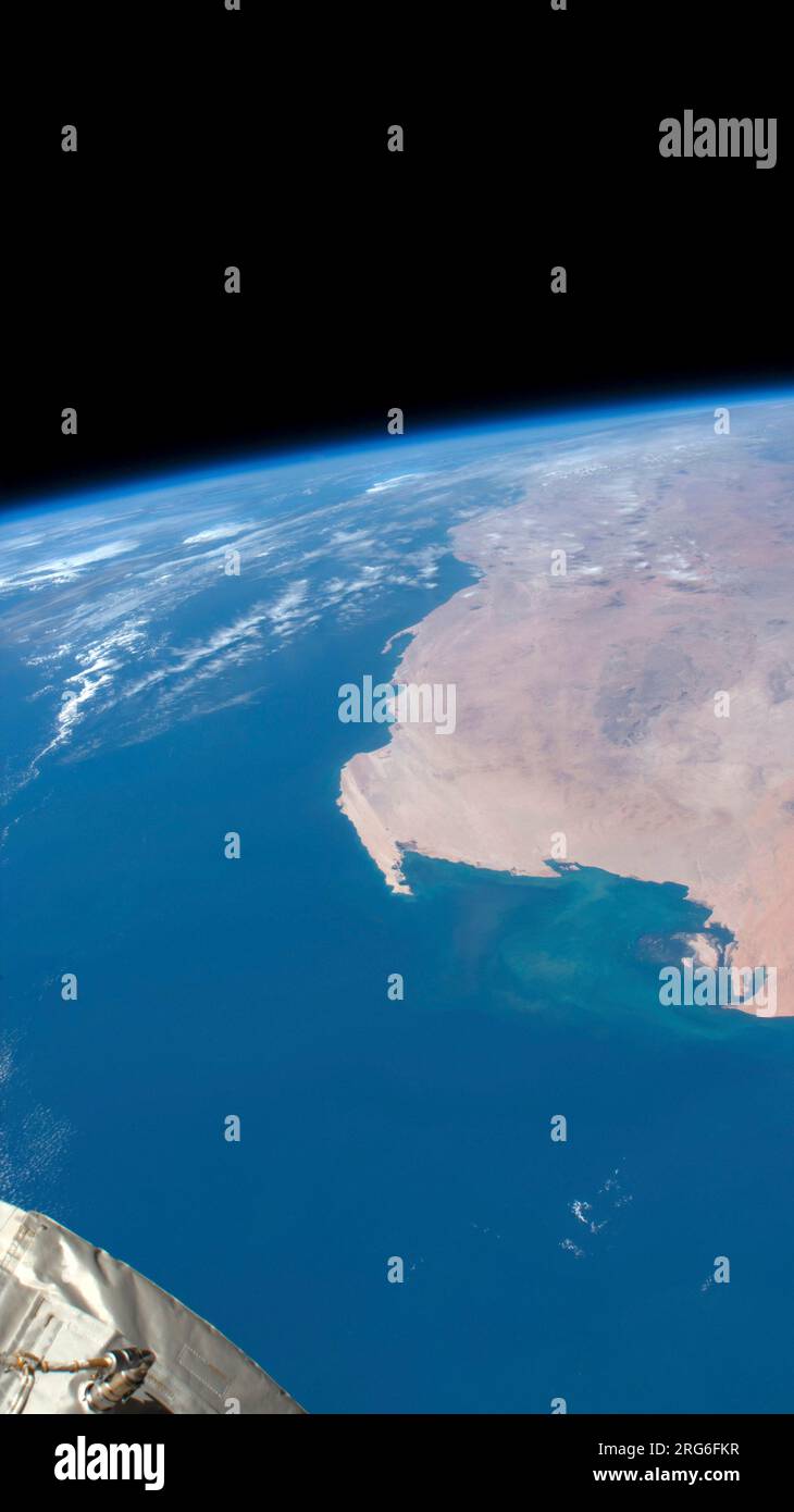 La côte atlantique des nations de Mauritanie et du Sahara Occidental au large des côtes de l'Afrique. Banque D'Images