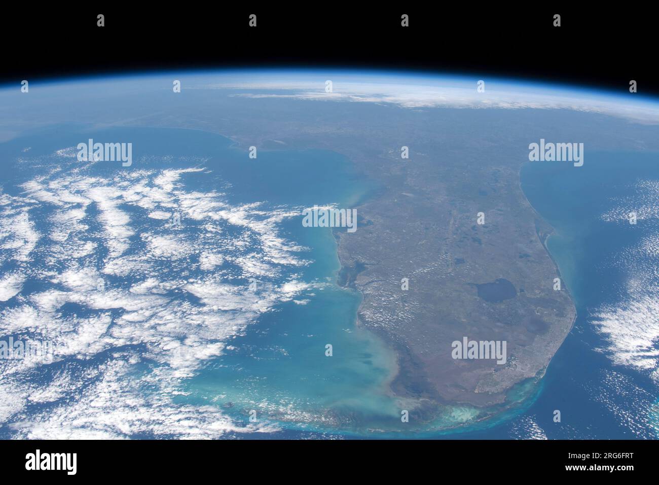 28 février 2020 - vue vers le nord depuis l'espace de la péninsule de Floride. Banque D'Images