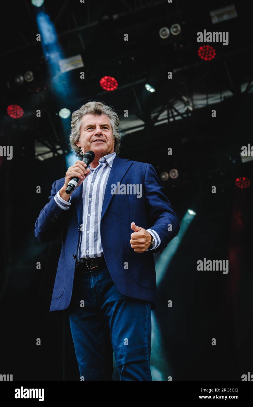 Flumserberg, Suisse. 31 juillet 2023. Le chanteur autrichien Andy Borg donne un concert live lors de la grosse Schlagerparty dans le cadre du Flumserberg Open Air 2023. (Crédit photo : Gonzales photo - Tilman Jentzsch). Banque D'Images
