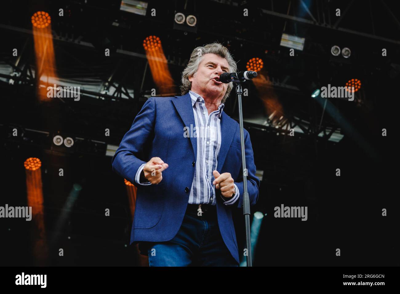 Flumserberg, Suisse. 31 juillet 2023. Le chanteur autrichien Andy Borg donne un concert live lors de la grosse Schlagerparty dans le cadre du Flumserberg Open Air 2023. (Crédit photo : Gonzales photo - Tilman Jentzsch). Banque D'Images
