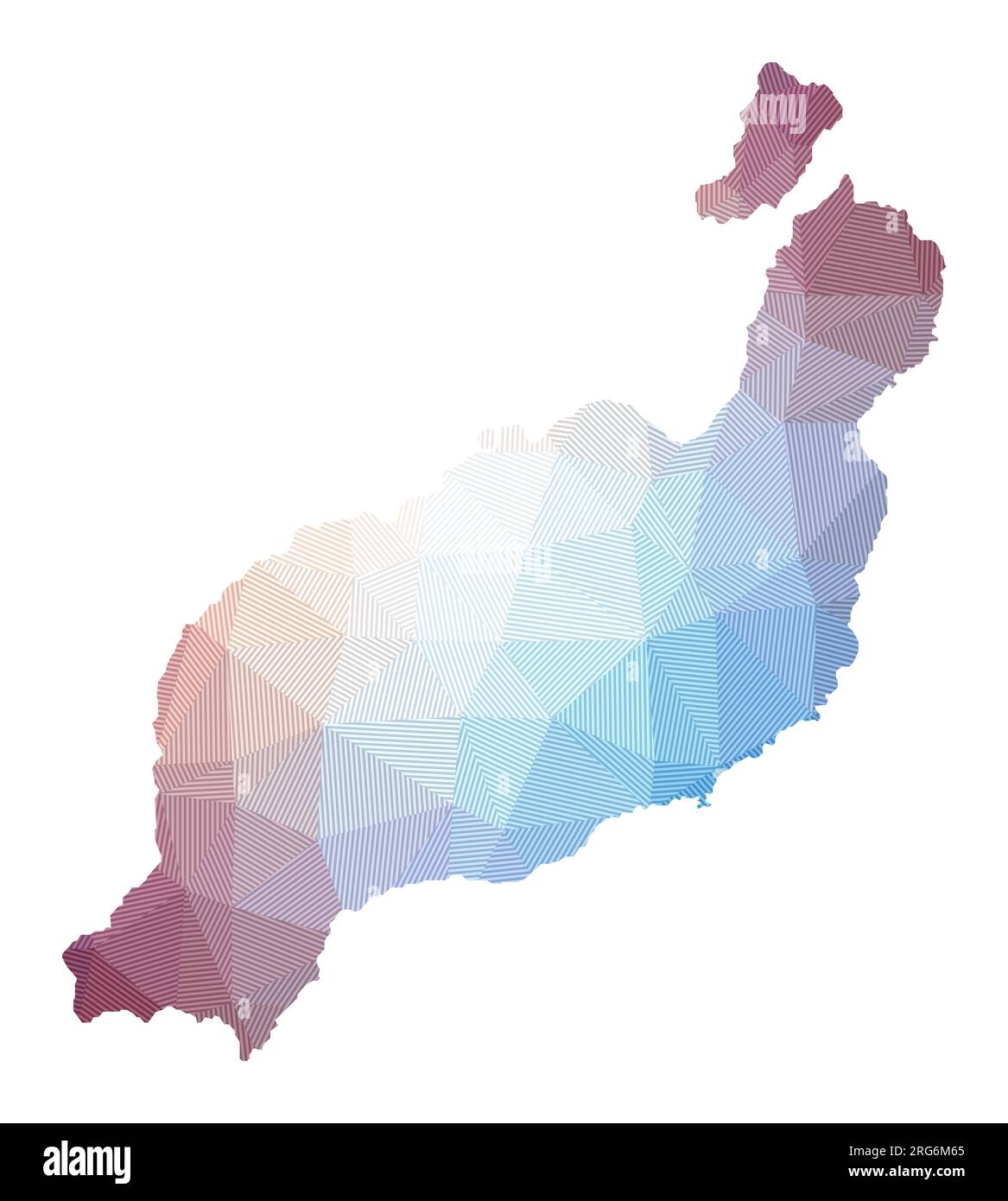 Illustration basse poly de l'île de Lanzarote. Design géométrique avec rayures. Technologie, Internet, concept de réseau. Illustration vectorielle. Illustration de Vecteur