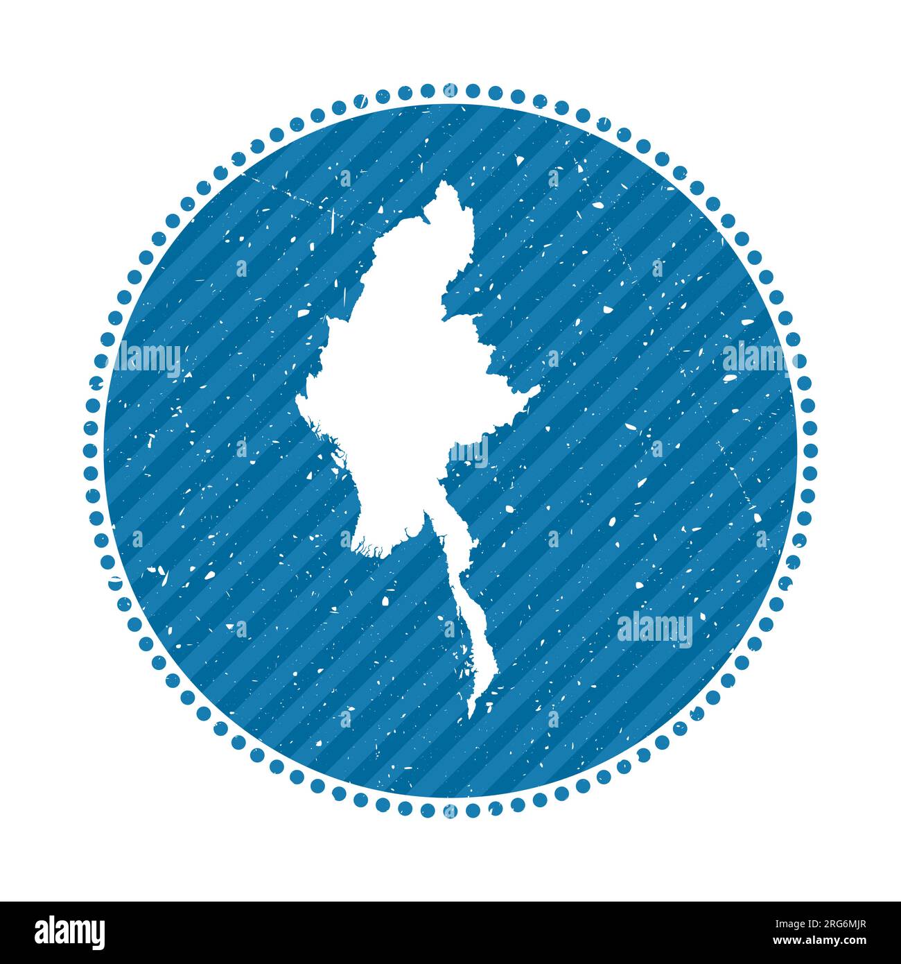 Autocollant de voyage rétro rayé Myanmar. Badge avec carte du pays, illustration vectorielle. Illustration de Vecteur