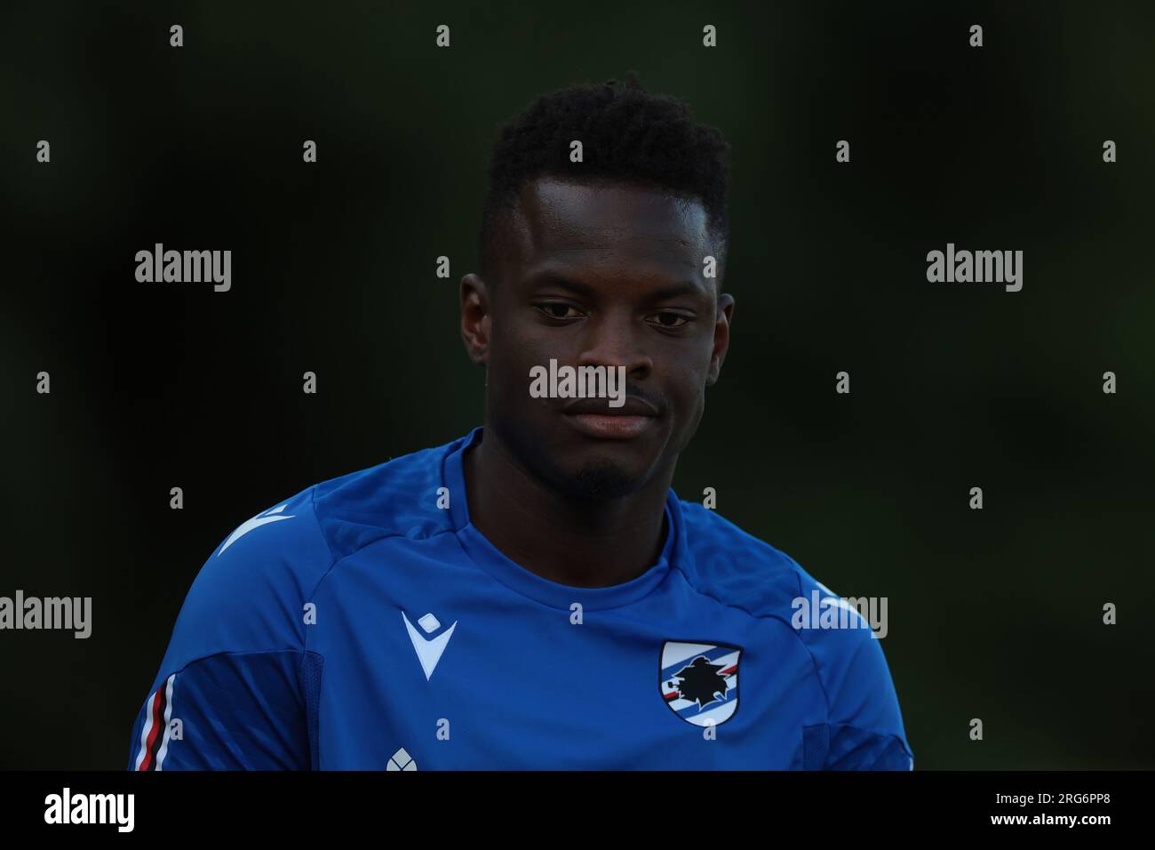 Gozzano, Italie, 6 août 2023. Ronaldo Vieira de l'UC Sampdoria réagit avant le match amical de pré-saison au Stadio Alfredo d'Albertas, Gozzano. Le crédit photo devrait se lire : Jonathan Moscrop / Sportimage Banque D'Images