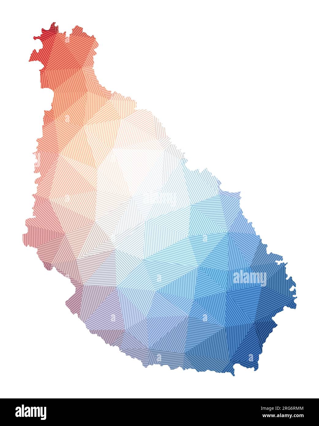 Carte de l'île Santiago. Illustration basse poly de l'île. Design géométrique avec rayures. Technologie, Internet, concept de réseau. Illustration de Vecteur