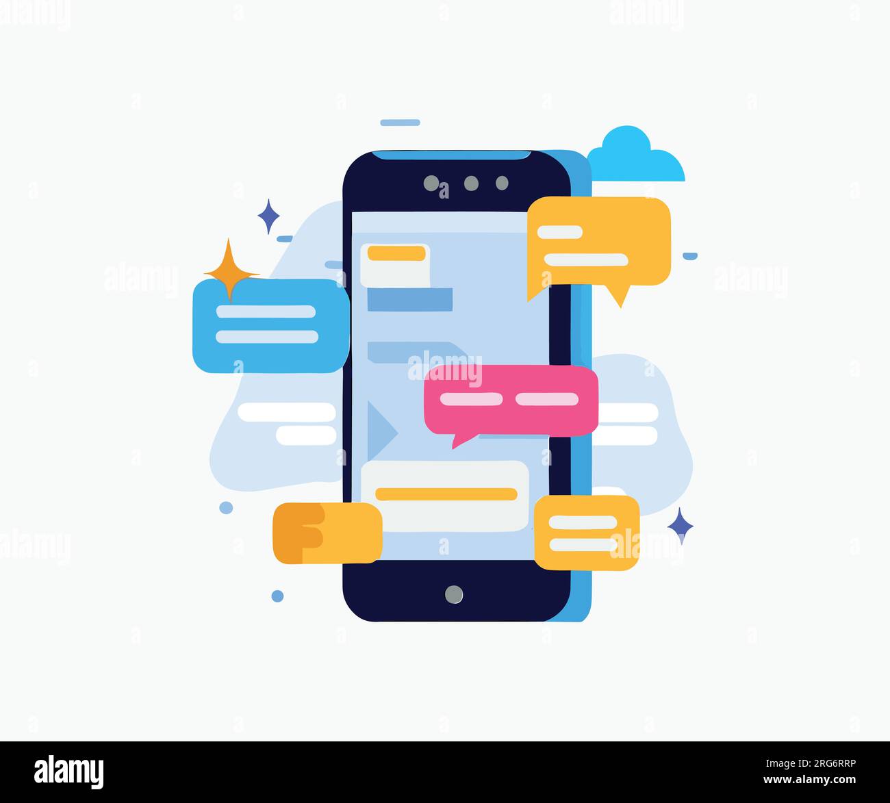 Illustration vectorielle plate d'un mobile recevant des notifications Illustration de Vecteur