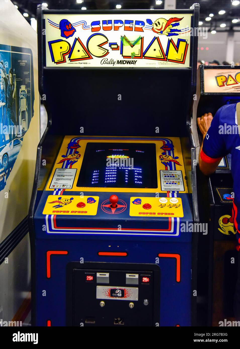 Jeux d'arcade Super PAC-Man. Banque D'Images