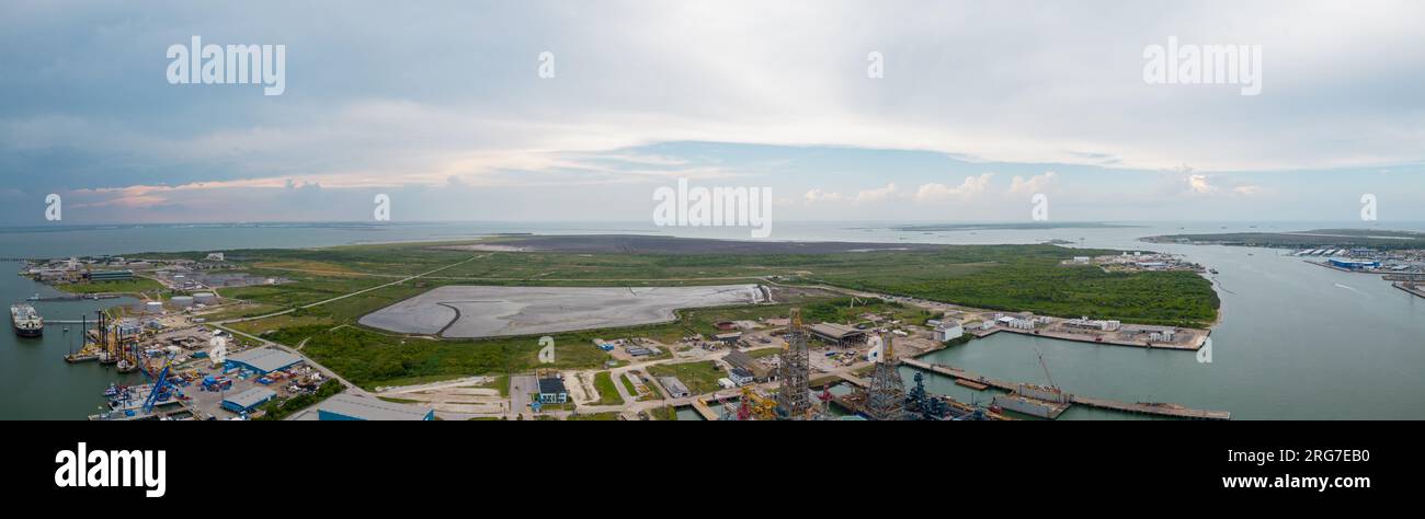 Panorama aérien Pelican Island Galveston Texas Banque D'Images