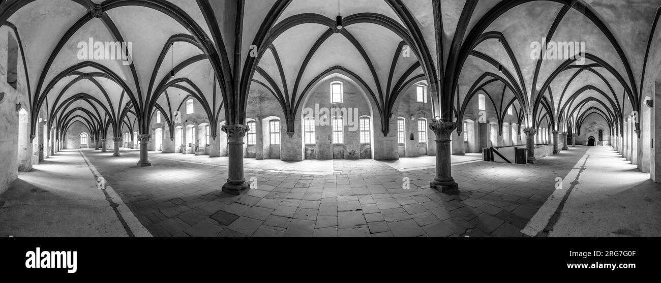 Eberbach, Allemagne - 29 décembre 2018 : Dormitorium dans l'abbaye. L'abbaye d'Eberbach est un ancien monastère cistercien près d'Eltville am Rhein dans le Rhin Banque D'Images