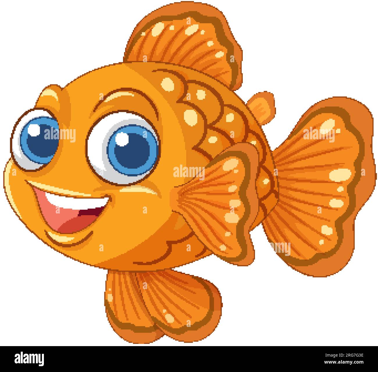 Un poisson rouge de dessin animé joyeux avec un grand sourire Illustration de Vecteur