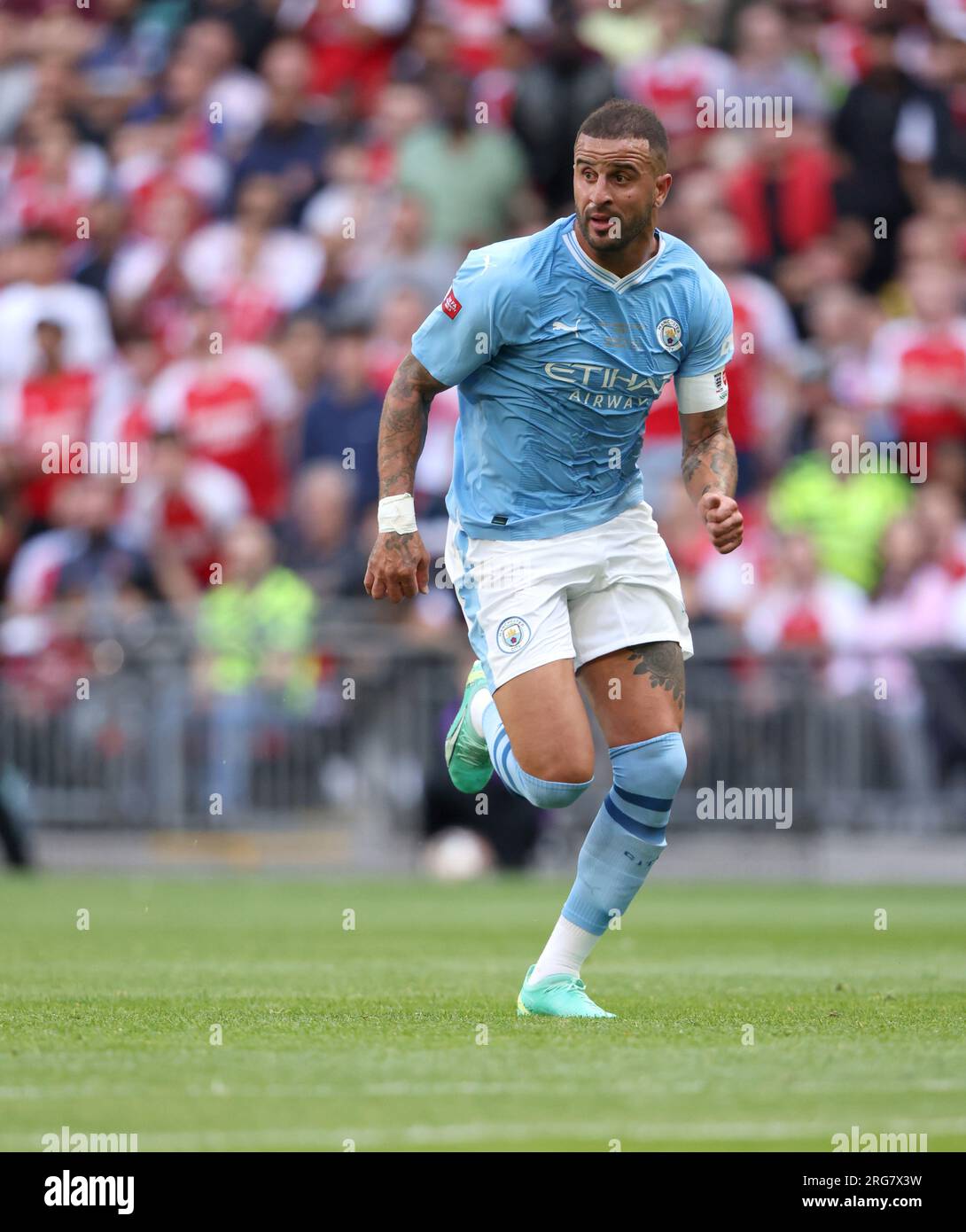 Londres, Royaume-Uni. 06 août 2023. Kyle Walker (MC) au match FA Community Shield Arsenal contre Manchester City au stade de Wembley, Londres, Royaume-Uni, le 6 août 2023. Crédit : Paul Marriott/Alamy Live News Banque D'Images