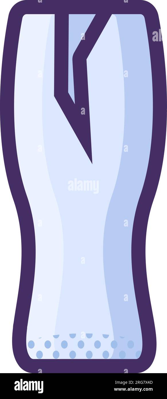 Gobelet en verre cassé fissuré, objet de maison en verre. Article ménager hors d'usage pour élimination. Recyclage des produits industriels. Vecto de contour de dessin animé simple Illustration de Vecteur