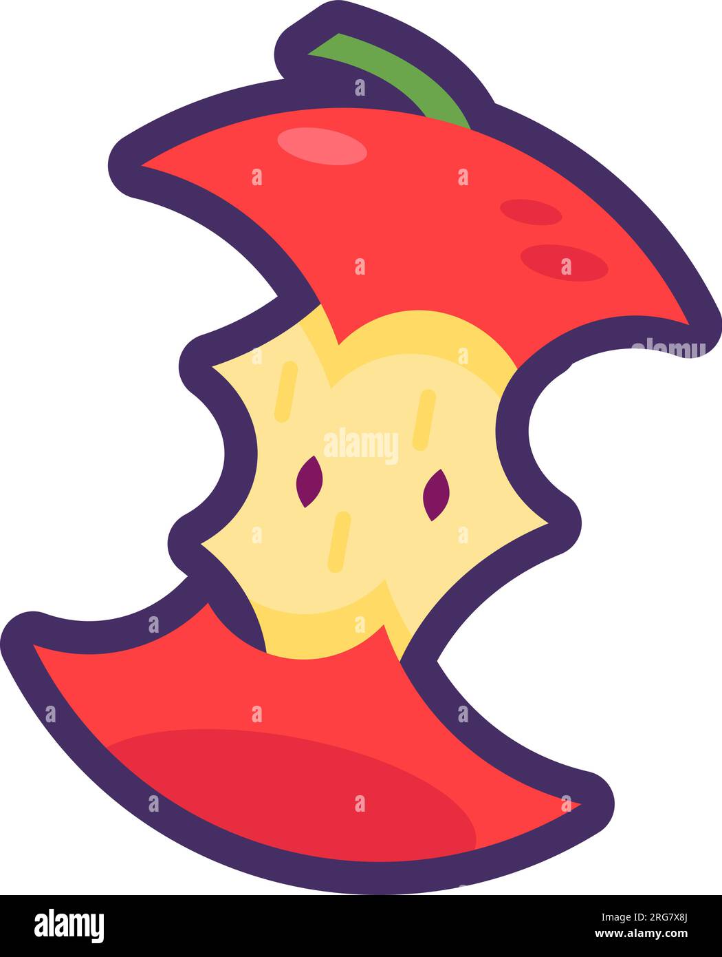 Noyau de fruit de pomme douce. Restes et restes de nourriture. Icône plate en trait, élément pour la conception infographique. Vecteur de contour de dessin animé simple isolé sur Illustration de Vecteur